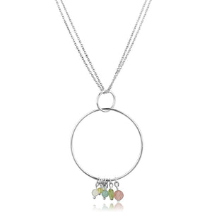 LOS796 Silver 925 Sterling Silver Necklace with Synthetic in Multi Color - Joyeria Lady