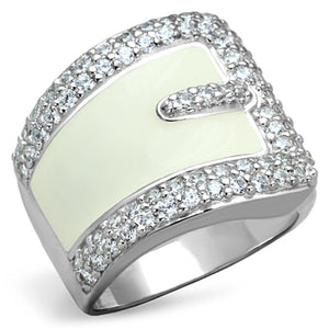 LOS804 - Rhodium 925 Sterling Silver Ring with AAA Grade CZ  in Clear - Joyeria Lady