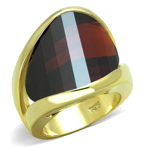 LOS827 - Gold 925 Sterling Silver Ring with AAA Grade CZ  in Garnet - Joyeria Lady