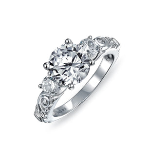 3CT Princess Cut AAA CZ Engagement Ring Set 14K Sterling Silver