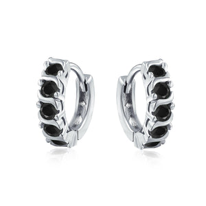 Wave Round Solitaire CZ Kpop Hoop Earrings Birthstone Colors