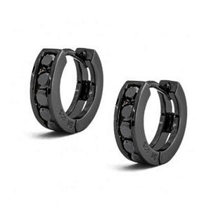 CZ Channel Hoop Earrings Rose Gold Plated Silver Birthstone Colors