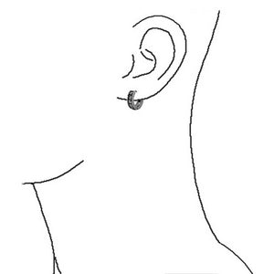 Black Round Solitaire CZ Huggie Hoop Kpop Earrings Sterling Silver