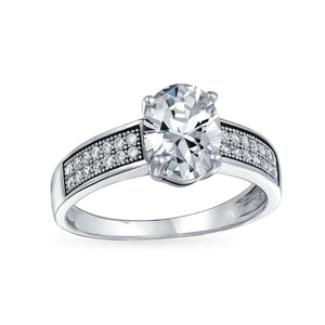 2CT Oval Solitaire AAA CZ Engagement Ring Band 925 Sterling Silver - Joyeria Lady