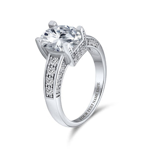 3CT 925 Sterling Silver AAA CZ Oval Solitaire Engagement Ring Band