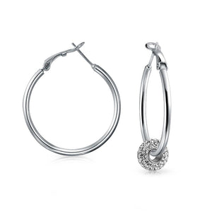 Polished Round Tube Hoop Earrings Sterling Silver Hinged Notched Post