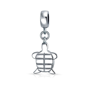 Nautical Sea Turtle Tropical Vacation Bead Charm 925 Sterling Silver