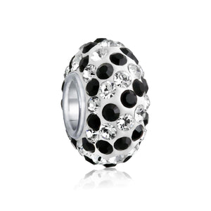 Solid Many Colors Crystal Spacer Bead Core 925 Sterling Silver