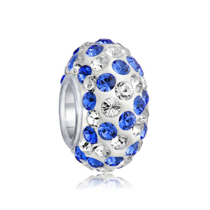 Solid Many Colors Crystal Spacer Bead Core 925 Sterling Silver