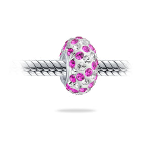 Solid Many Colors Crystal Spacer Bead Core 925 Sterling Silver