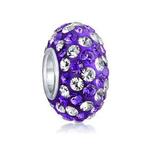 Solid Many Colors Crystal Spacer Bead Core 925 Sterling Silver