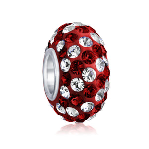 Solid Many Colors Crystal Spacer Bead Core 925 Sterling Silver