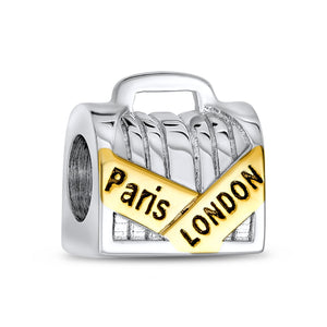 Luggage Travel Suitcase Vacation Charm Bead 925 Sterling Silver - Joyeria Lady