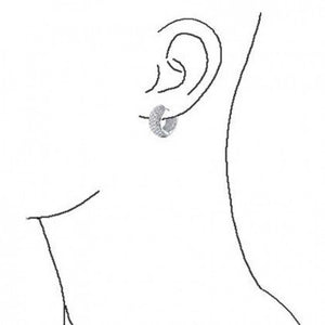 5 Five Row Cubic Zirconia CZ Wide Hoop Earrings Silver Plated