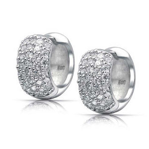 5 Five Row Cubic Zirconia CZ Hoop Earrings 925 Sterling Silver