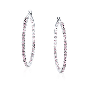 White Cubic Zirconia Pave Inside Out Hoop Earrings Prom Silver Plated