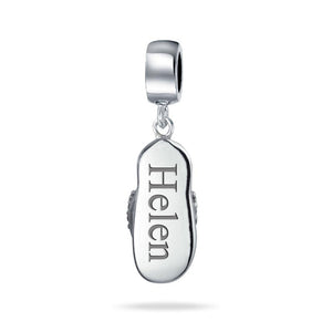Flip Flop Sandal CZ Dangle Travel Charm Bead 925 Sterling Silver