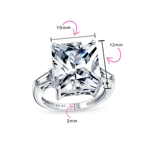 925 Sterling Silver 7CT AAA CZ Princess Cut Engagement Ring Baguette