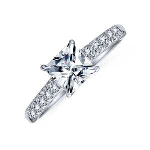 1.5 CT Princess Cut Solitaire Sterling Silver AAA CZ Engagement Ring - Joyeria Lady