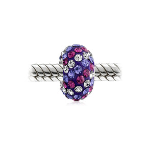 Solid Many Colors Crystal Spacer Bead Core 925 Sterling Silver