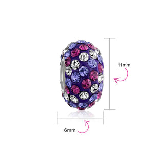 Solid Many Colors Crystal Spacer Bead Core 925 Sterling Silver
