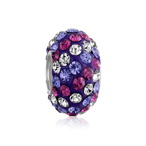 Solid Many Colors Crystal Spacer Bead Core 925 Sterling Silver
