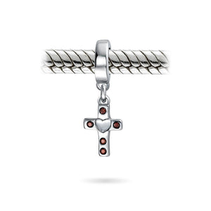 Religious Cross Dangle Charm Bead Communion 925 Sterling Silver
