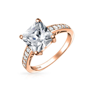 2.5CT Princess Cut AA CZ Solitaire Engagement Ring 925 Sterling Silver - Joyeria Lady