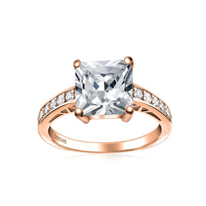 2.5CT Princess Cut AA CZ Solitaire Engagement Ring 925 Sterling Silver