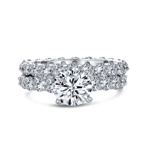 2CT Solitaire Eternity CZ Engagement Wedding Ring Set Sterling Silver - Joyeria Lady