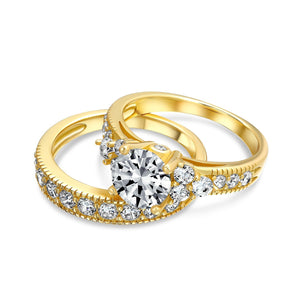 3CT Solitaire Sterling Silver AAA CZ Wedding Engagement Ring Band Set