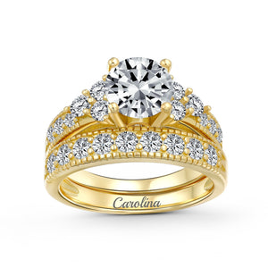 3CT Solitaire Sterling Silver AAA CZ Wedding Engagement Ring Band Set