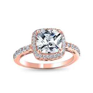 3CT Square Cushion Cut AAA CZ Halo Engagement Ring 925 Sterling Silver - Joyeria Lady