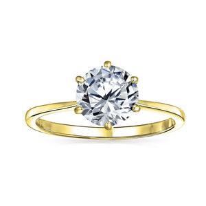 1.25CT 6 Prong AAA CZ Solitaire Engagement Ring 925 Sterling Silver