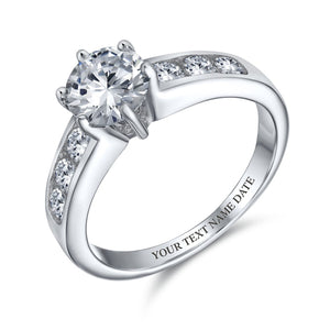 2CT Solitaire AAA CZ 6 Prong Engagement Ring 925 Sterling Silver
