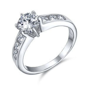 2CT Solitaire AAA CZ 6 Prong Engagement Ring 925 Sterling Silver - Joyeria Lady
