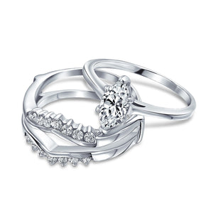 2.5CT Solitaire Marquise CZ Engagement Ring Set 925 Sterling Silver