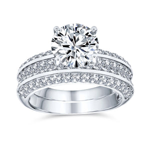 2.5CT Solitaire AAA CZ Engagement Wedding Ring Set 925 Sterling Silver - Joyeria Lady