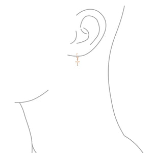 Religious Charm Cross Kpop Hoop Earrings Rose Gold Sterling Silver