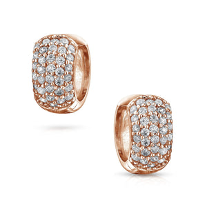 5 Five Row Cubic Zirconia CZ Hoop Earrings 925 Sterling Silver