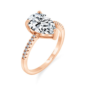 2.5CT Teardrop Solitaire CZ Engagement Ring Rose Plate Sterling Silver