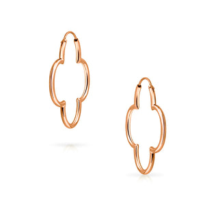 Clover Endless Hoop Earrings Rose Gold Plated 925 Sterling Silver