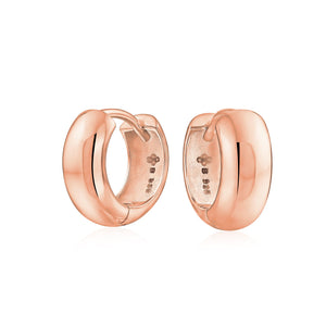 Dome Hinge Kpop Hoop Earrings Rose Gold Plated Sterling Silver
