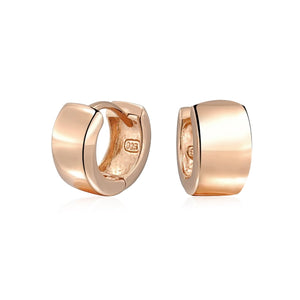 Rose Gold Plated Sterling Silver Wide Hoop Earrings Men Women