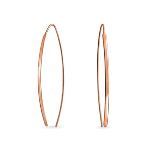 Modern Long Oval Linear Threader Earrings 925 Sterling Silver