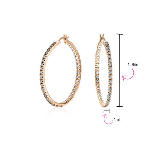 White Cubic Zirconia Pave Inside Out Hoop Earrings Prom Silver Plated