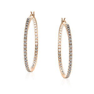 White Cubic Zirconia Pave Inside Out Hoop Earrings Prom Silver Plated