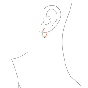 Created Pink Opal Flat Hoop Earrings Rose Gold Plated Sterling Silver