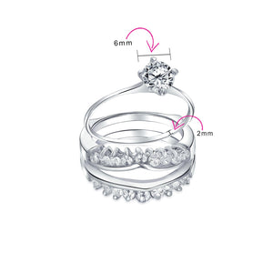 1CT Solitaire AAA CZ Inset Engagement Wedding Ring Set Sterling Silver