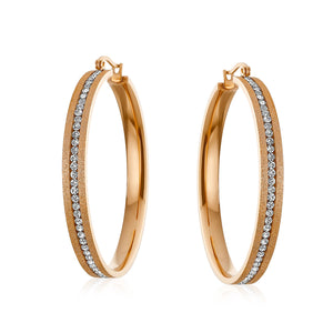 Big Fashion Large Round Channel Set CZ Hoop Earrings Stardust Matt